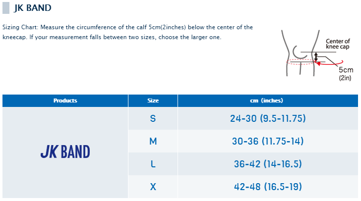 ZAMST SIZING JK BAND