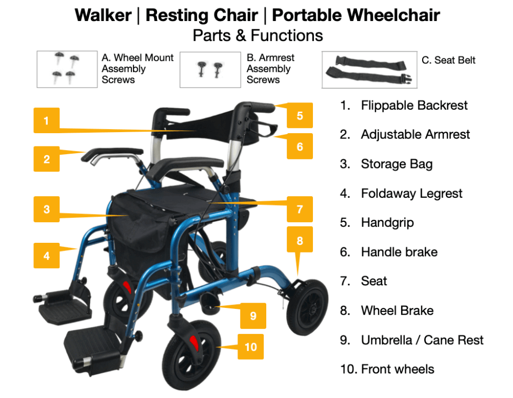 Alloymed WalkChair Parts